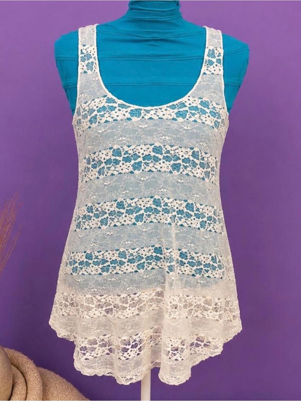 Vintage mudd ivory lace tunic